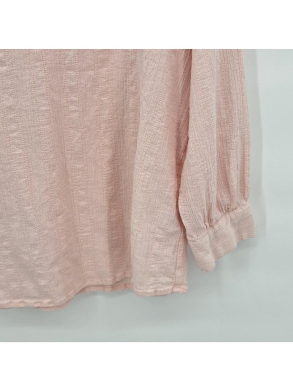 Hester & Orchard Top Womens XL Pale Pink Ruffle Cotton Gauze Boho Peasant Office - Picture 3 of 10